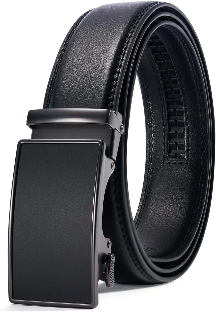28"-68" Men's Leather Ratchet Dress Belt Big And Tall With Automatic Buckle