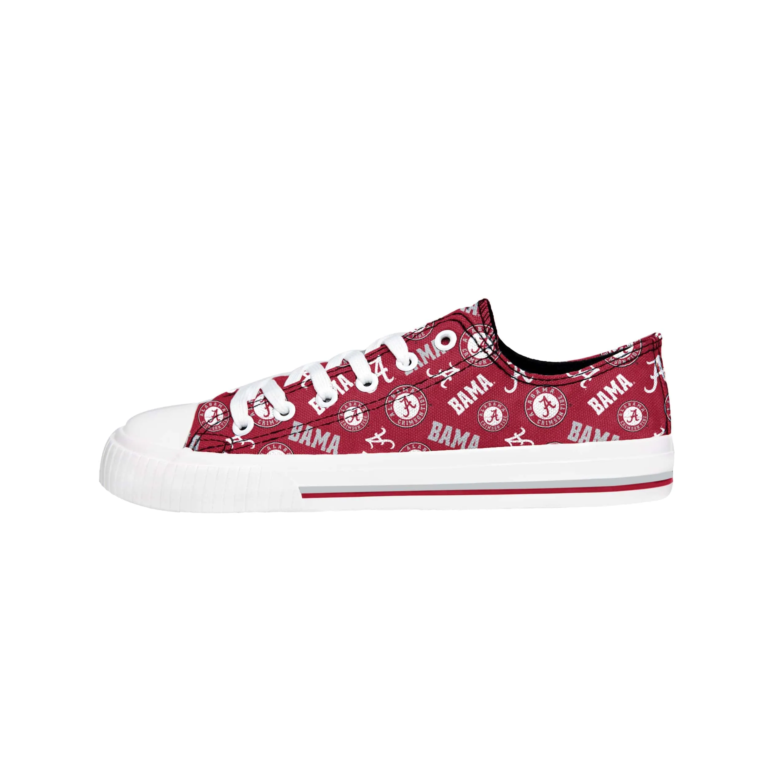 Alabama Crimson Tide NCAA Womens Low Top Repeat Print Canvas Shoes