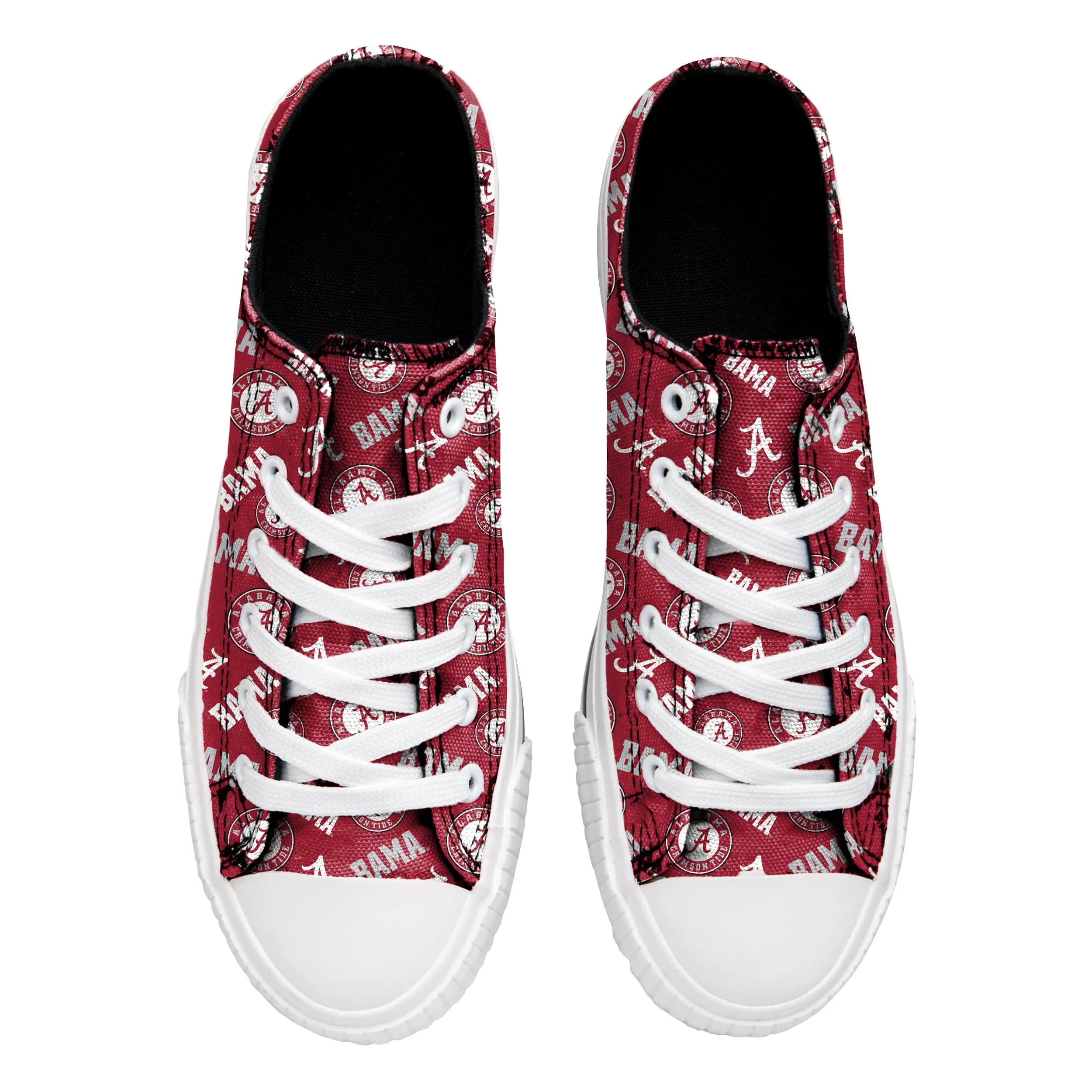 Alabama Crimson Tide NCAA Womens Low Top Repeat Print Canvas Shoes