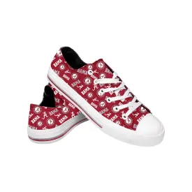 Alabama Crimson Tide NCAA Womens Low Top Repeat Print Canvas Shoes
