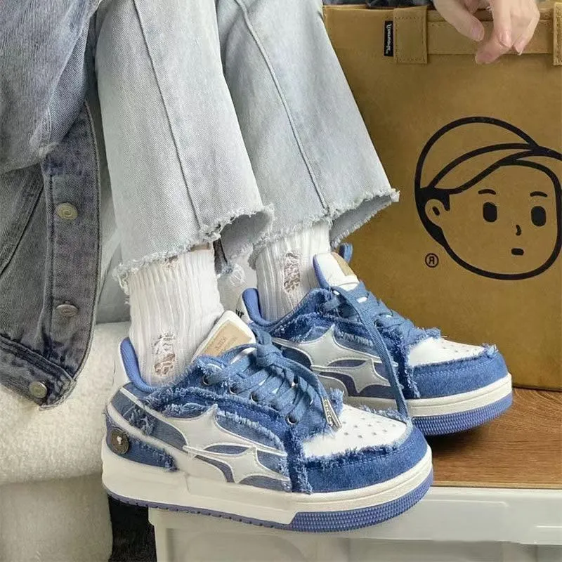Amozae-Back To School Gifts Vintage Patchwork Canvas Sneakers