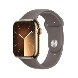 Apple Watch Series 9 (GPS   Cellular) - Caja de acero inoxidable en oro de 45 mm - Correa deportiva color arcilla - Talla S/M
