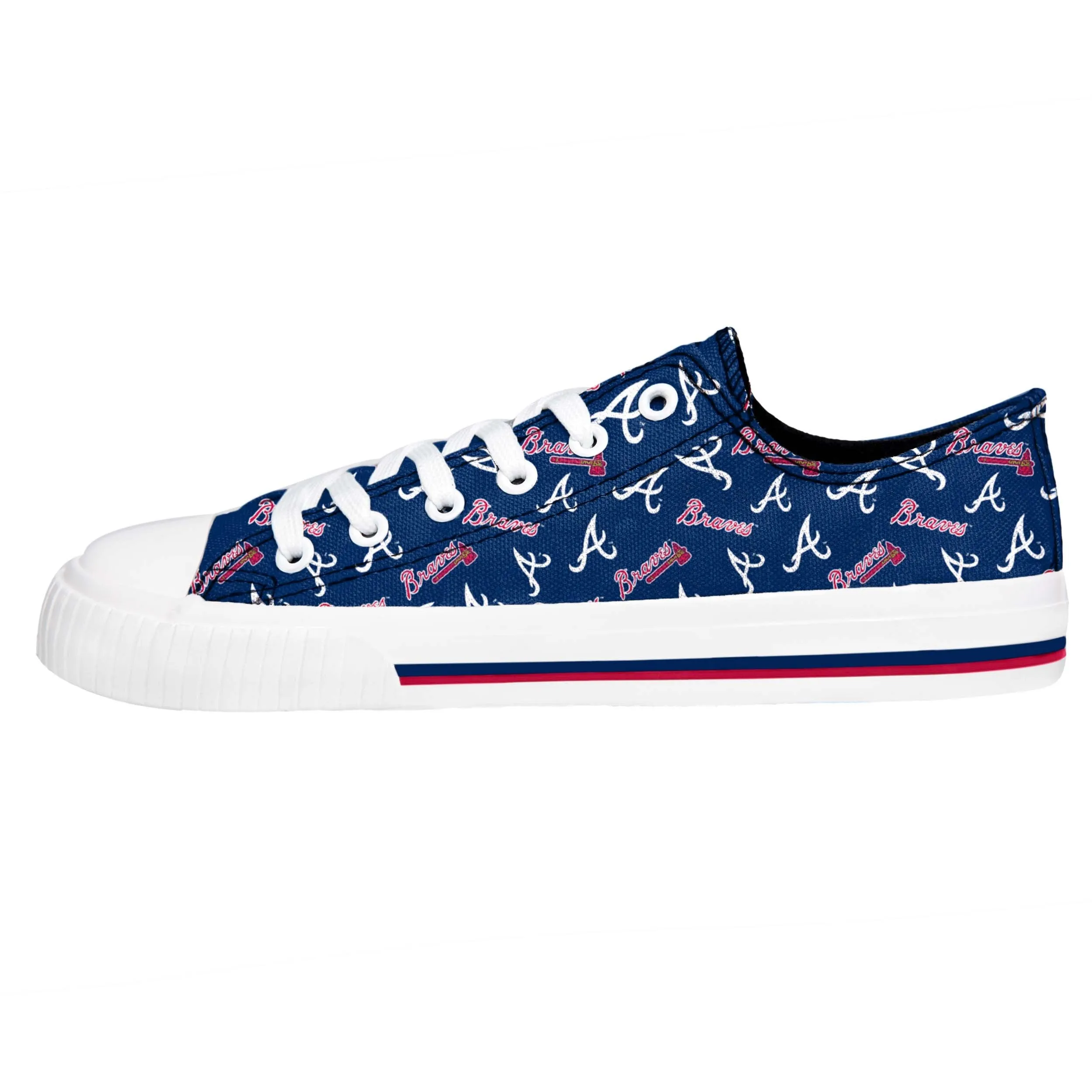 Atlanta Braves MLB Womens Low Top Repeat Print Canvas Shoes