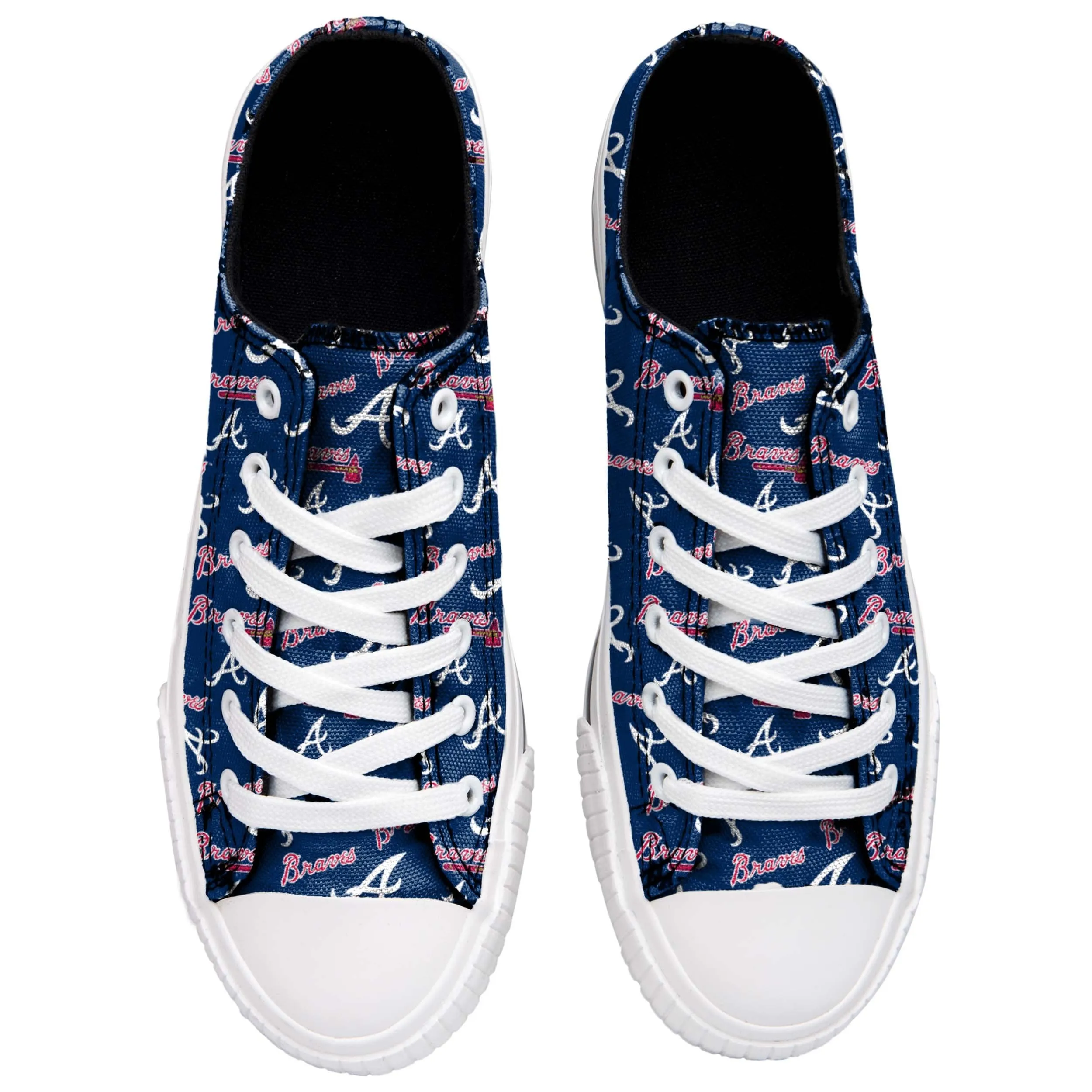 Atlanta Braves MLB Womens Low Top Repeat Print Canvas Shoes