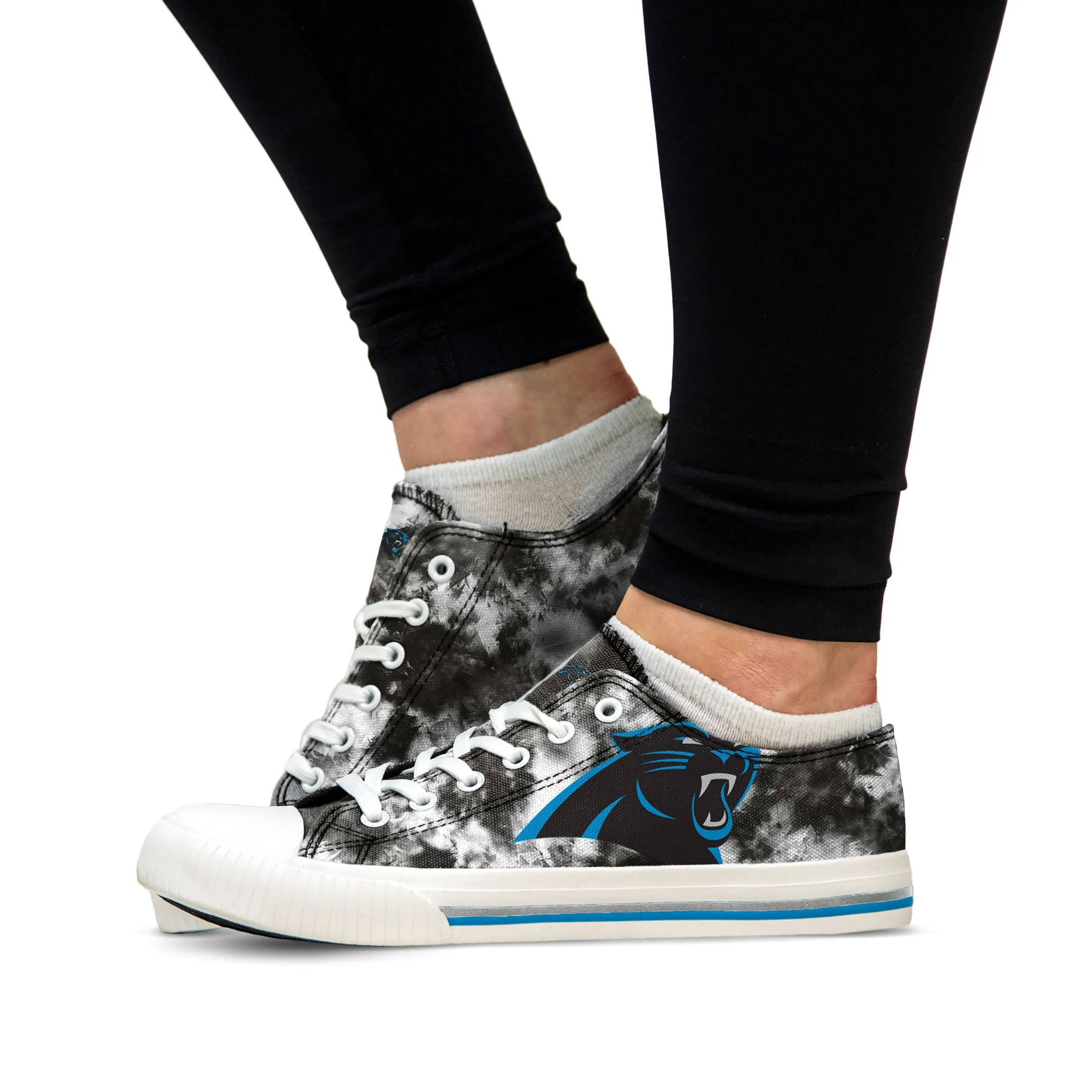 Carolina Panthers NFL Womens Low Top Tie-Dye Canvas Shoes