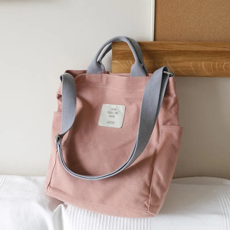 Casual Patchwork Large Canvas Shoulder Bag