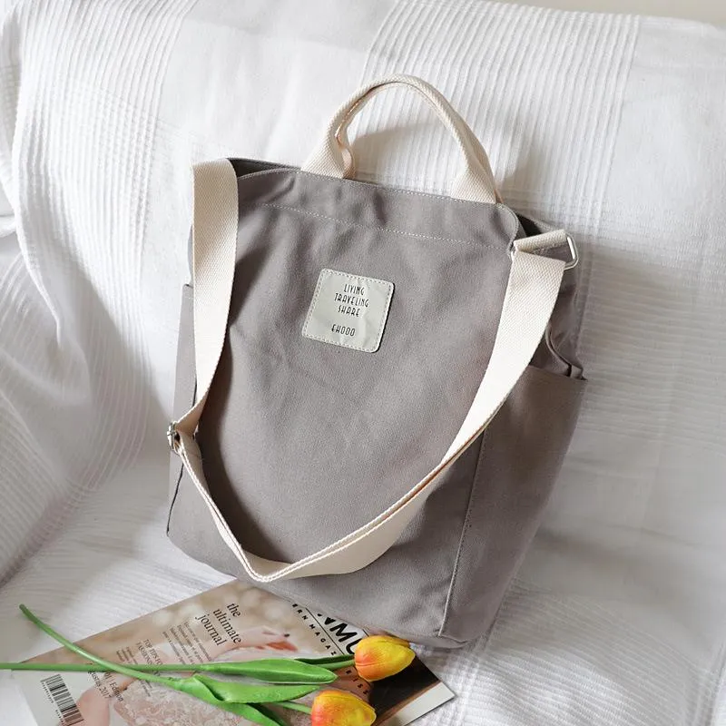 Casual Patchwork Large Canvas Shoulder Bag