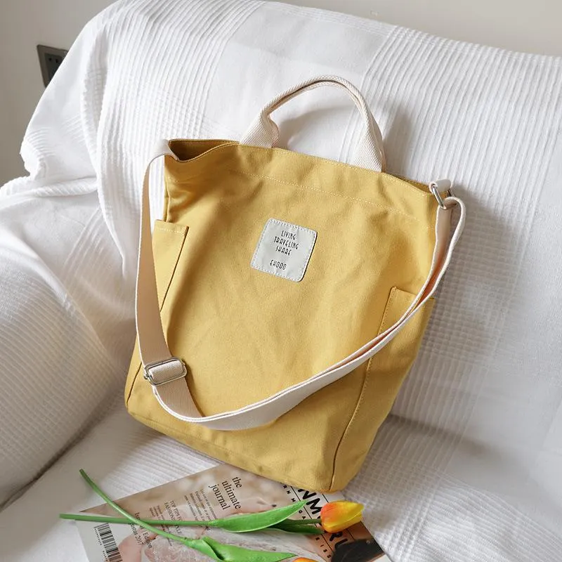 Casual Patchwork Large Canvas Shoulder Bag