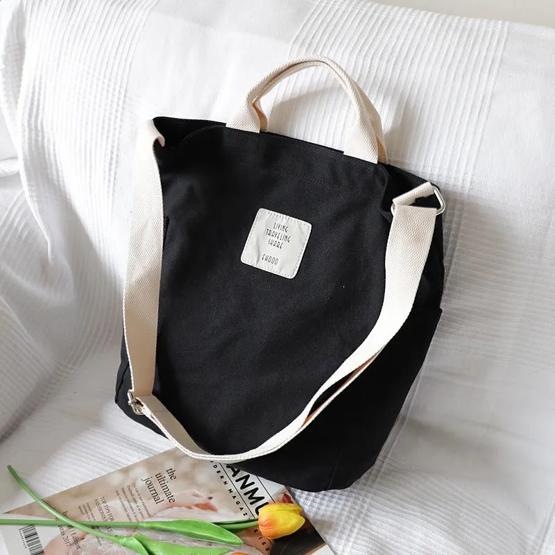 Casual Patchwork Large Canvas Shoulder Bag