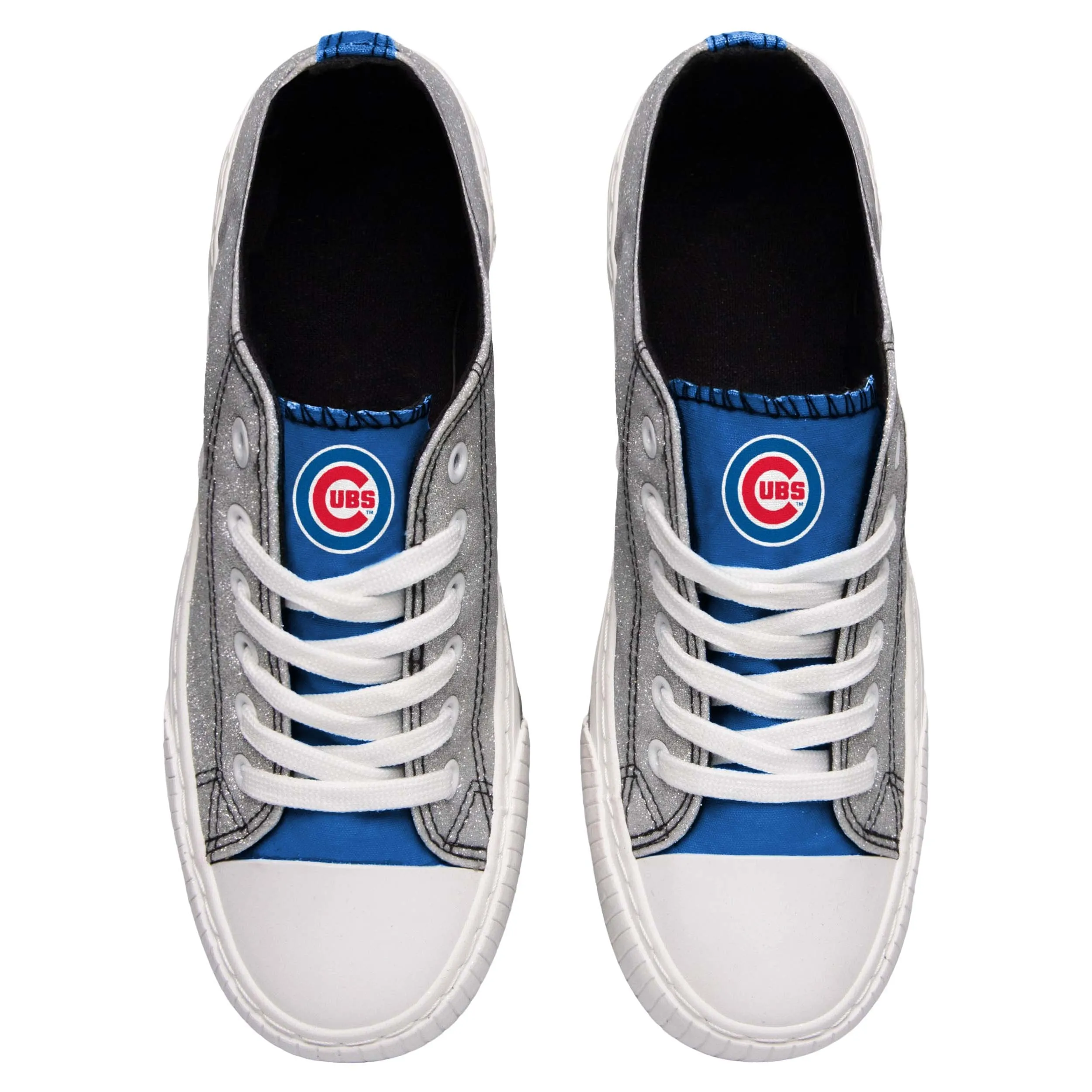 Chicago Cubs MLB Womens Glitter Low Top Canvas Shoes