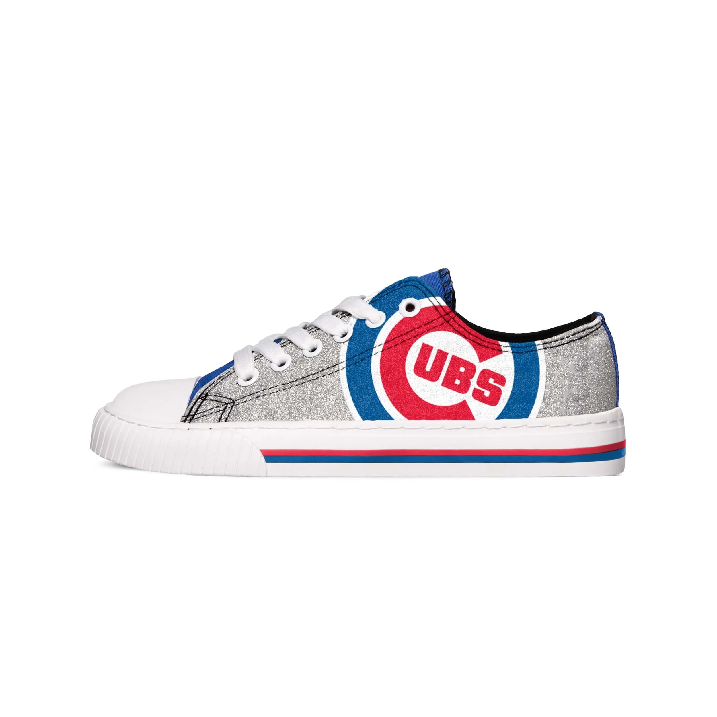 Chicago Cubs MLB Womens Glitter Low Top Canvas Shoes