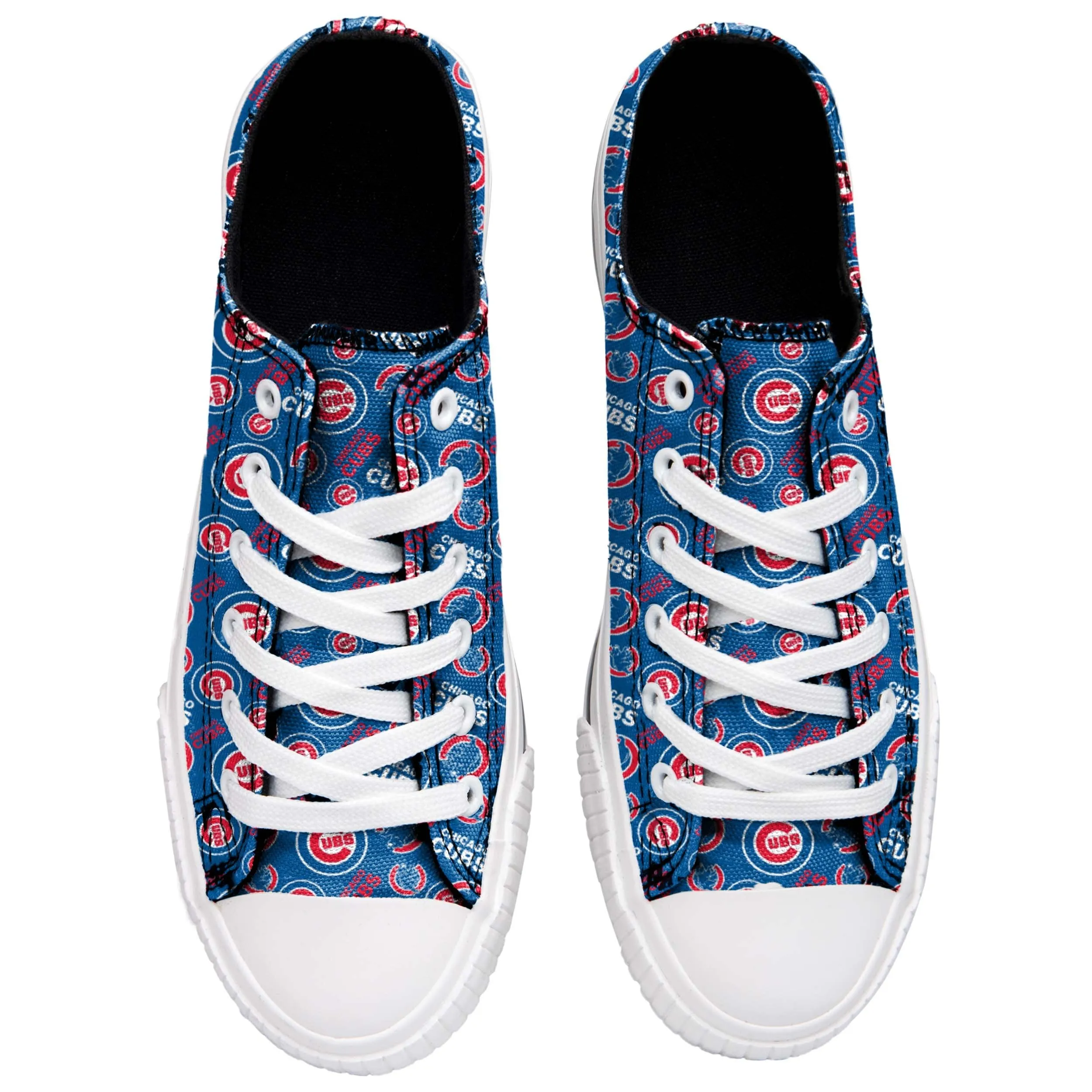 Chicago Cubs MLB Womens Low Top Repeat Print Canvas Shoes