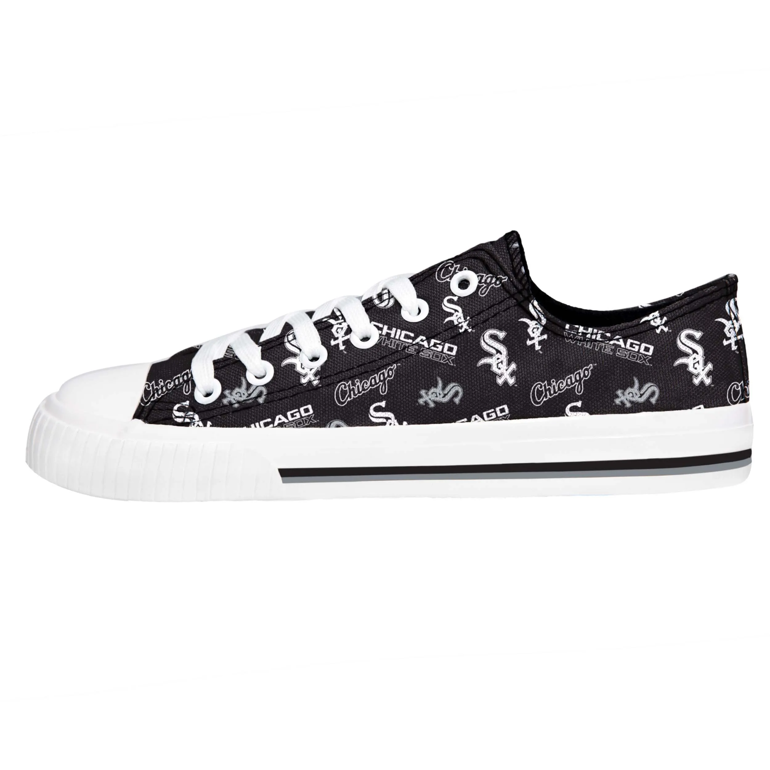 Chicago White Sox MLB Womens Low Top Repeat Print Canvas Shoes