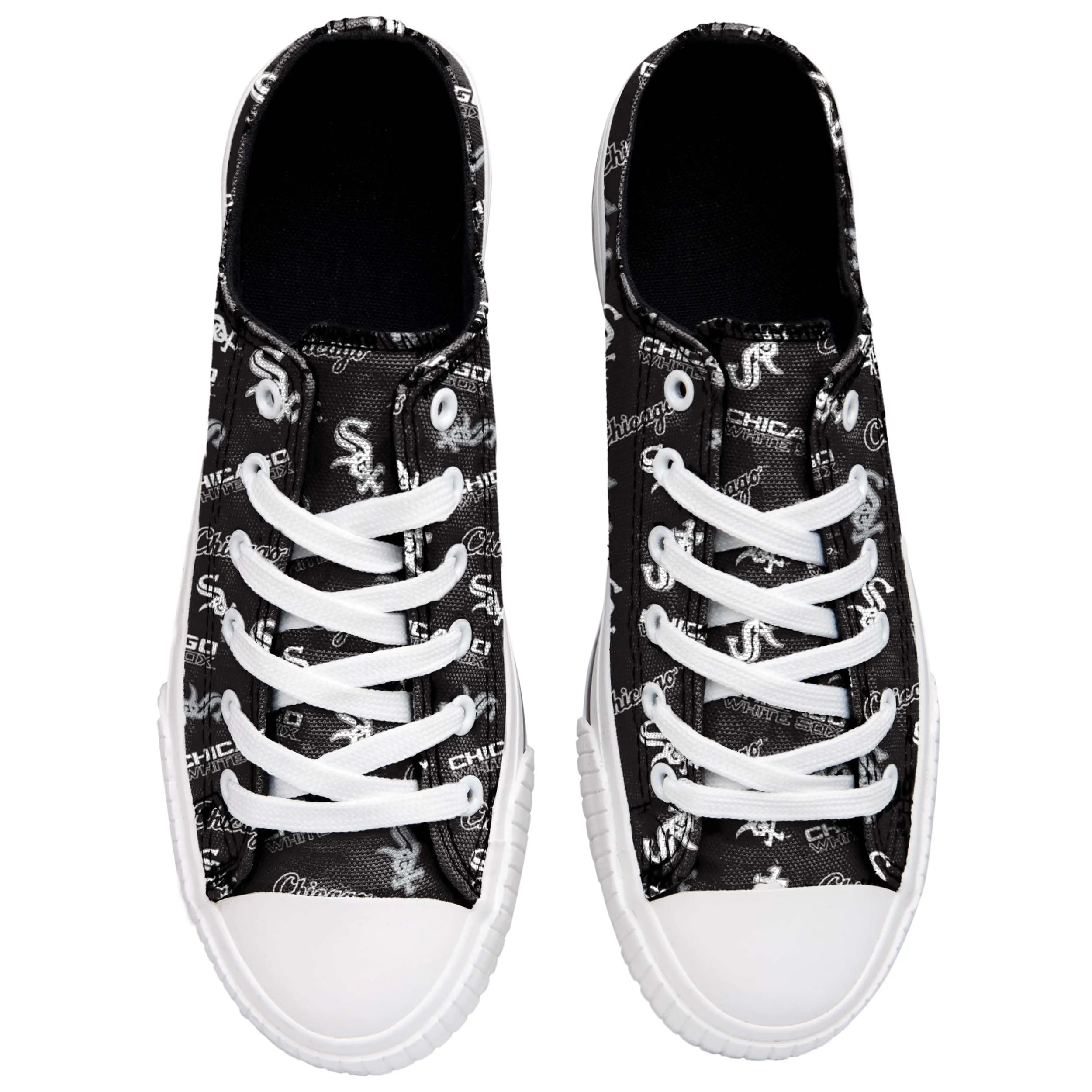 Chicago White Sox MLB Womens Low Top Repeat Print Canvas Shoes