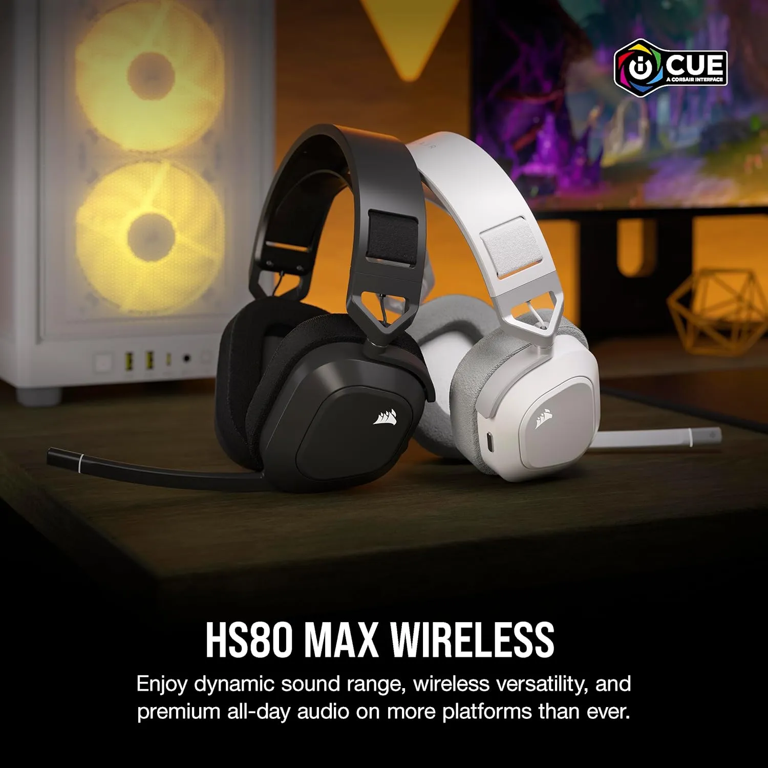 Corsair HS80 MAX Wireless Multiplatform Gaming Headset with Bluetooth  Dolby Atmos  Broadcast Quality Microphone  iCUE Compatible  PC, Mac, PS5, PS4, Mobile  Steel Gray