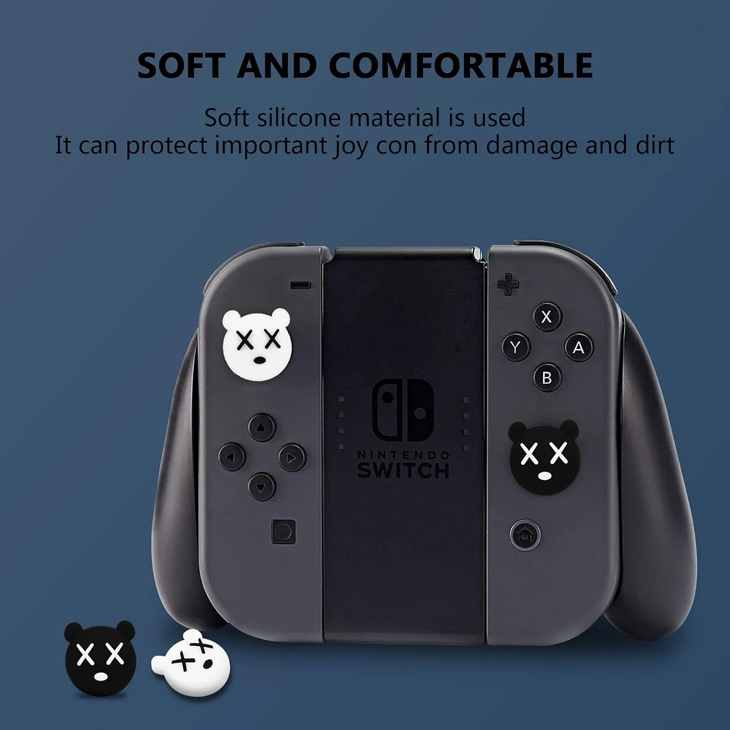 DLseego Thumb Grip Caps Compatible with Switch & Lite & OLED, Cute Joystick Caps Soft Silicone Protective Stick Cover 3D Analog 4PCS Grip Buttons for Joy Con Console Controller - Power Bear