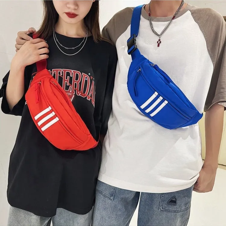 DUNNMALL New Fashion Chest Bag Men's and Women's Sports Waist Bag Casual Korean Style Shoulder Bag Wholesale Messenger Bag College Student Canvas Bag