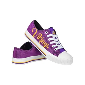 FOCO Minnesota Vikings NFL Womens Color Glitter Low Top Canvas Shoes - 9