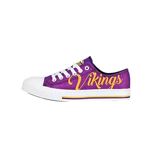 FOCO Minnesota Vikings NFL Womens Color Glitter Low Top Canvas Shoes - 9