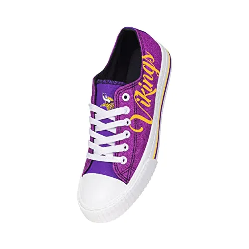 FOCO Minnesota Vikings NFL Womens Color Glitter Low Top Canvas Shoes - 9