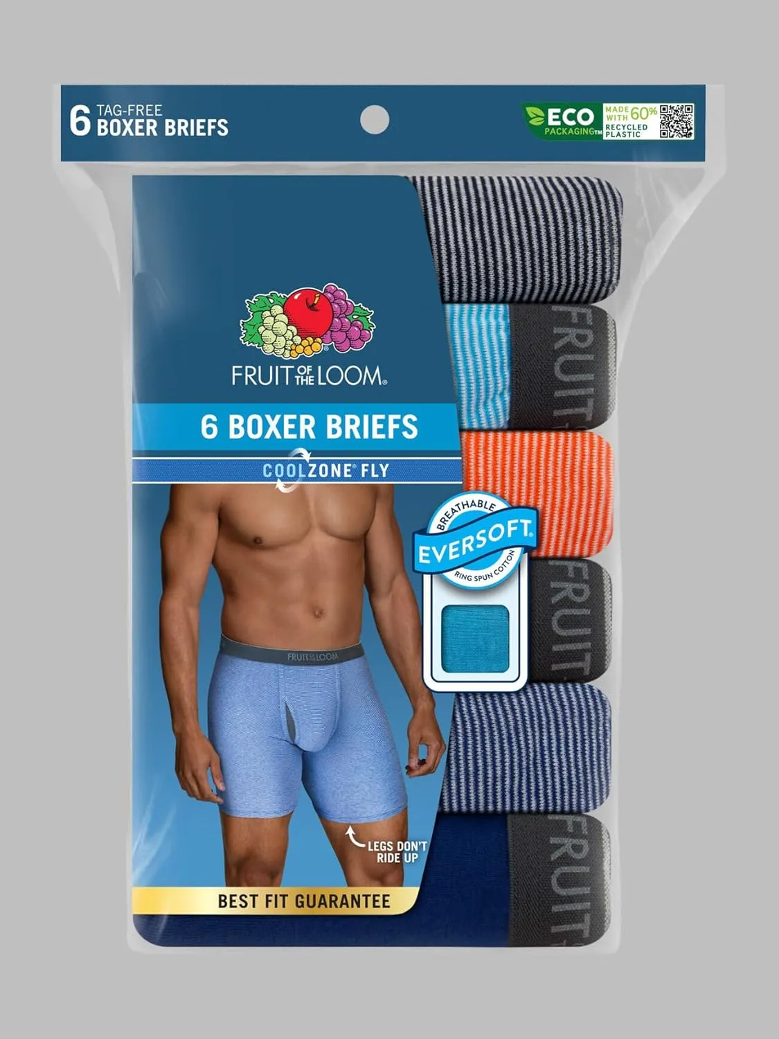 Fruit of the Loom Men's Coolzone Boxer Briefs, Moisture Wicking & Breathable, Assorted Color Multipacks