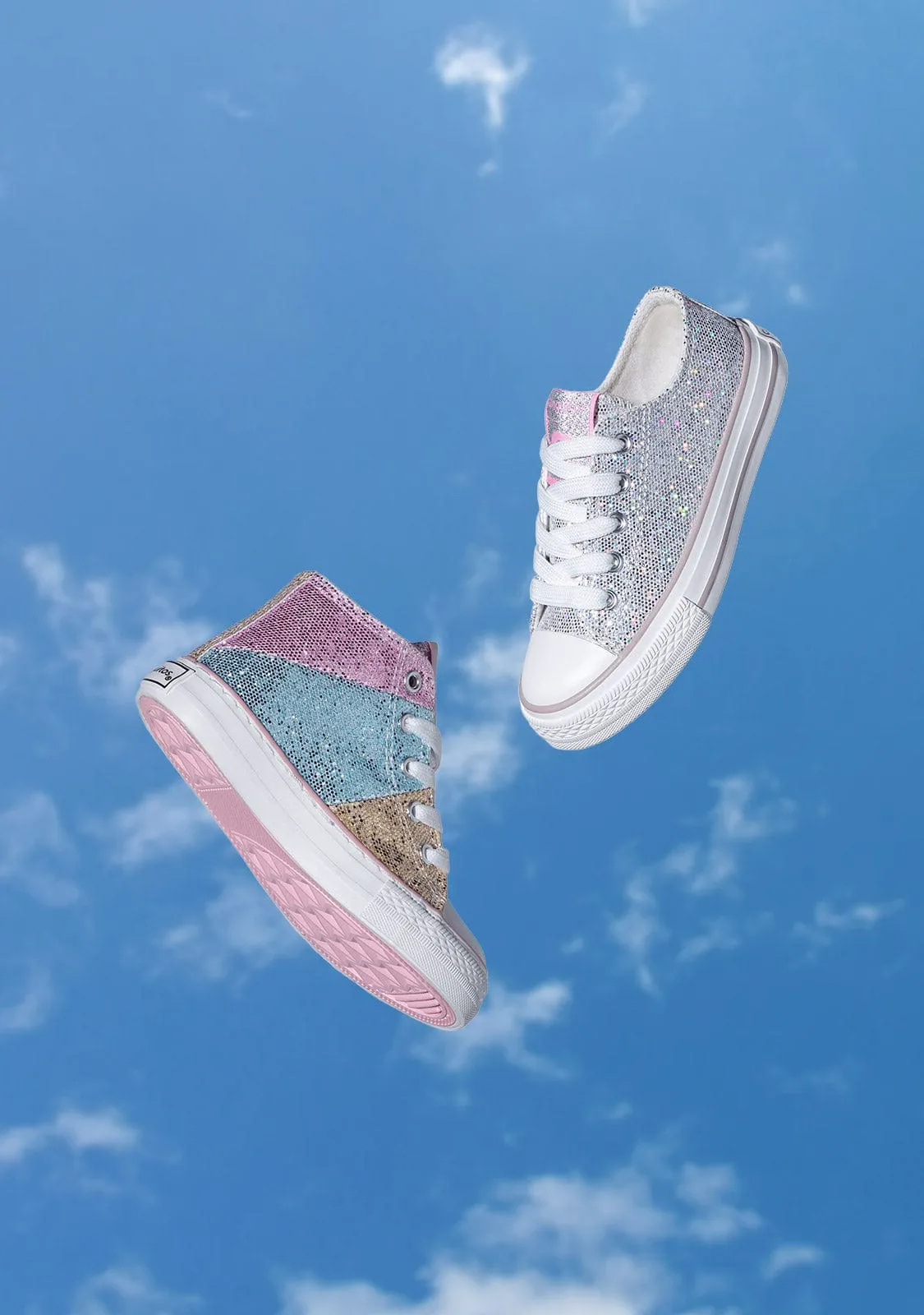 Glitter  Patchwork Hi Top Sneakers