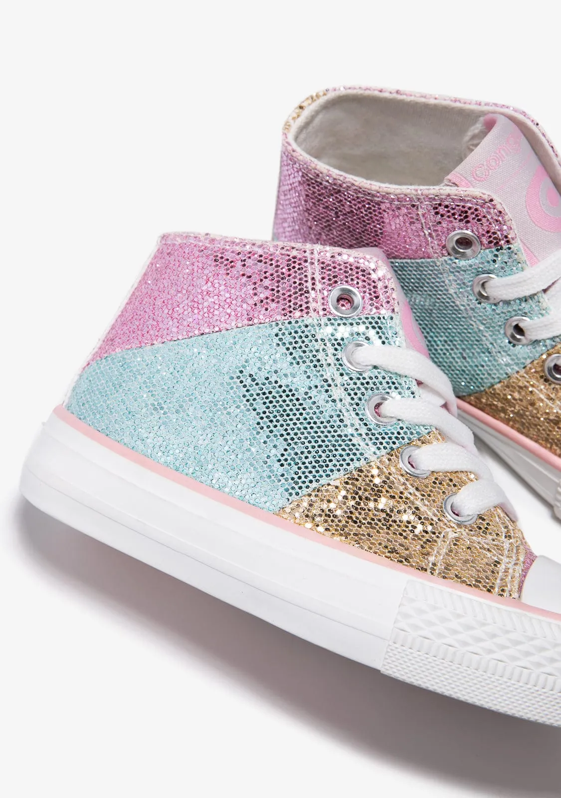 Glitter  Patchwork Hi Top Sneakers