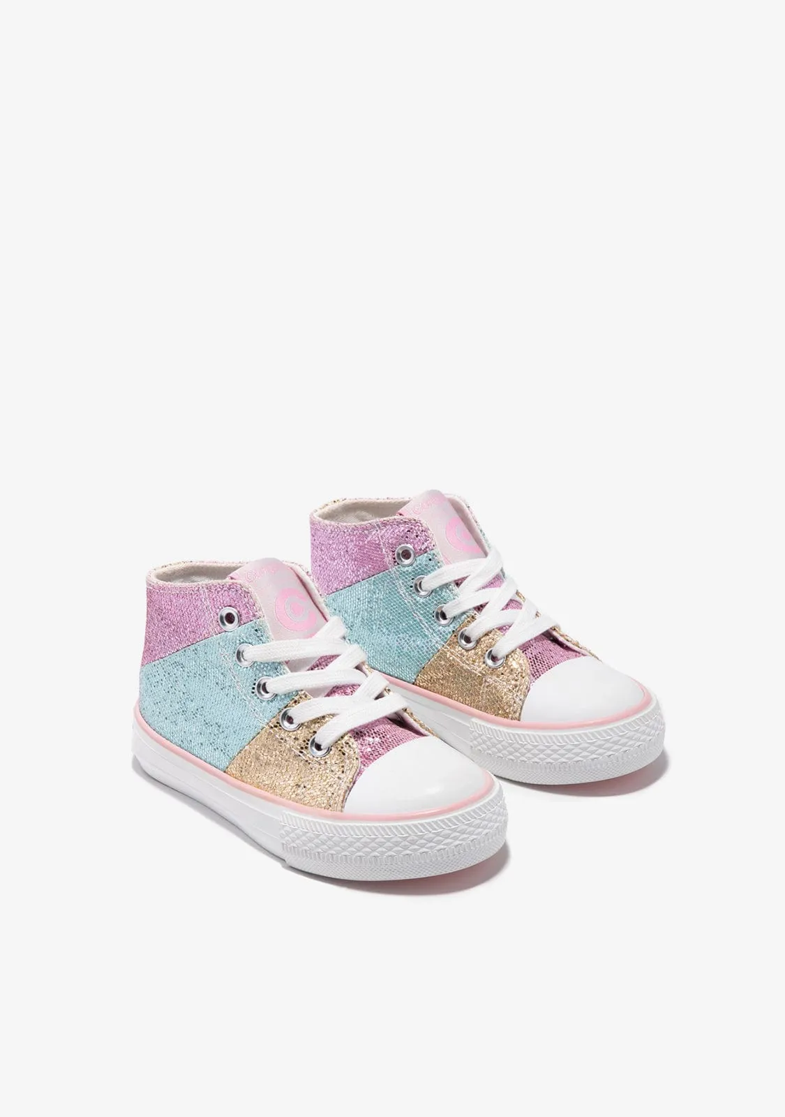 Glitter  Patchwork Hi Top Sneakers