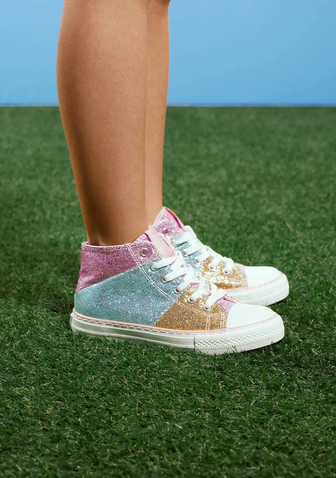 Glitter  Patchwork Hi Top Sneakers