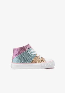Glitter  Patchwork Hi Top Sneakers