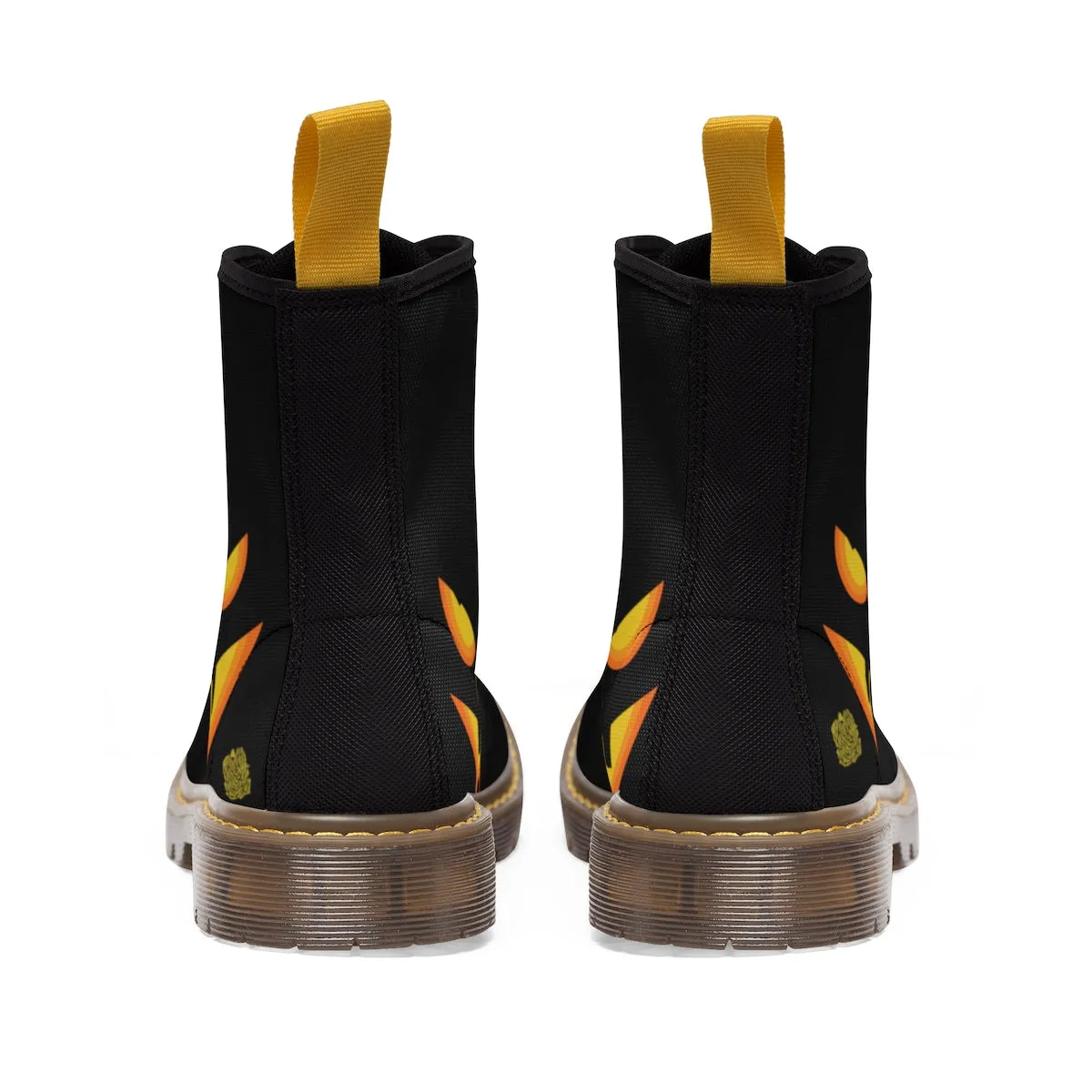 Halloween Pumpkin Face Men's Boots, Lace-Up Winter Hiking Canvas Boots Shoes For Men