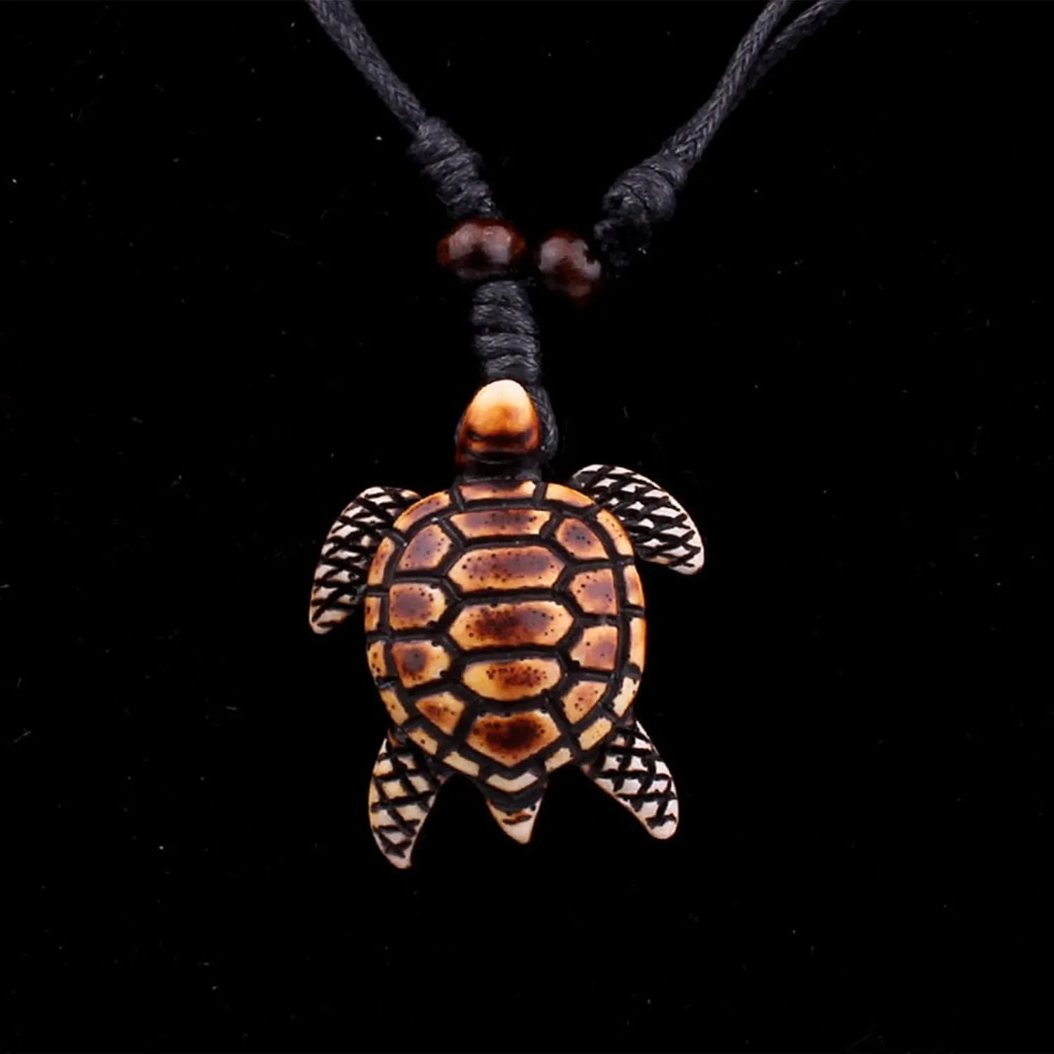 Handmade Hawaiian Turtle Shark Teeth Adjustable Wax Rope Chain Vintage Necklace Couple Friendship Summer Beach Surfer Bohemian Lucky Protection Jewelry for Men Women