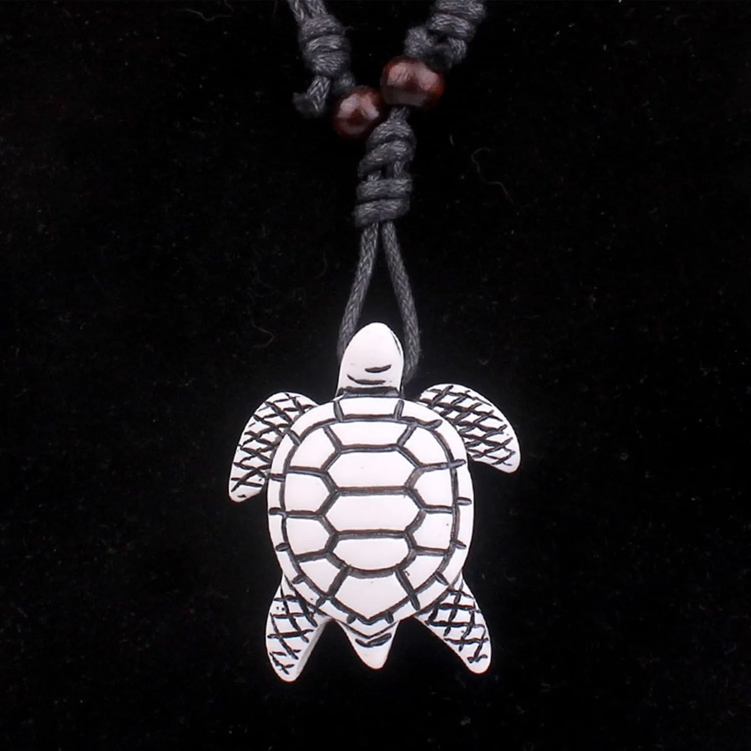 Handmade Hawaiian Turtle Shark Teeth Adjustable Wax Rope Chain Vintage Necklace Couple Friendship Summer Beach Surfer Bohemian Lucky Protection Jewelry for Men Women