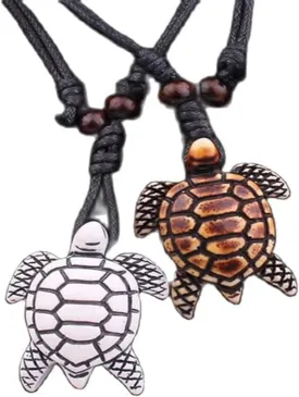 Handmade Hawaiian Turtle Shark Teeth Adjustable Wax Rope Chain Vintage Necklace Couple Friendship Summer Beach Surfer Bohemian Lucky Protection Jewelry for Men Women