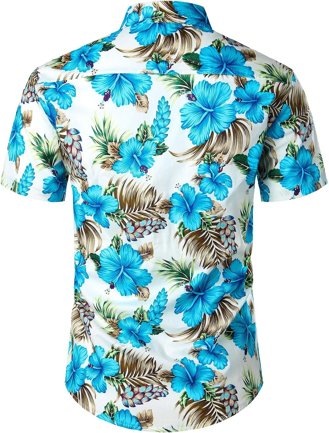 JOGAL Men's Flower Casual Short Sleeve Aloha Hawaiian Shirt