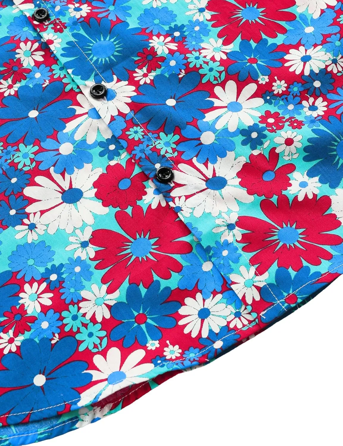 JOGAL Men's Flower Casual Short Sleeve Aloha Hawaiian Shirt