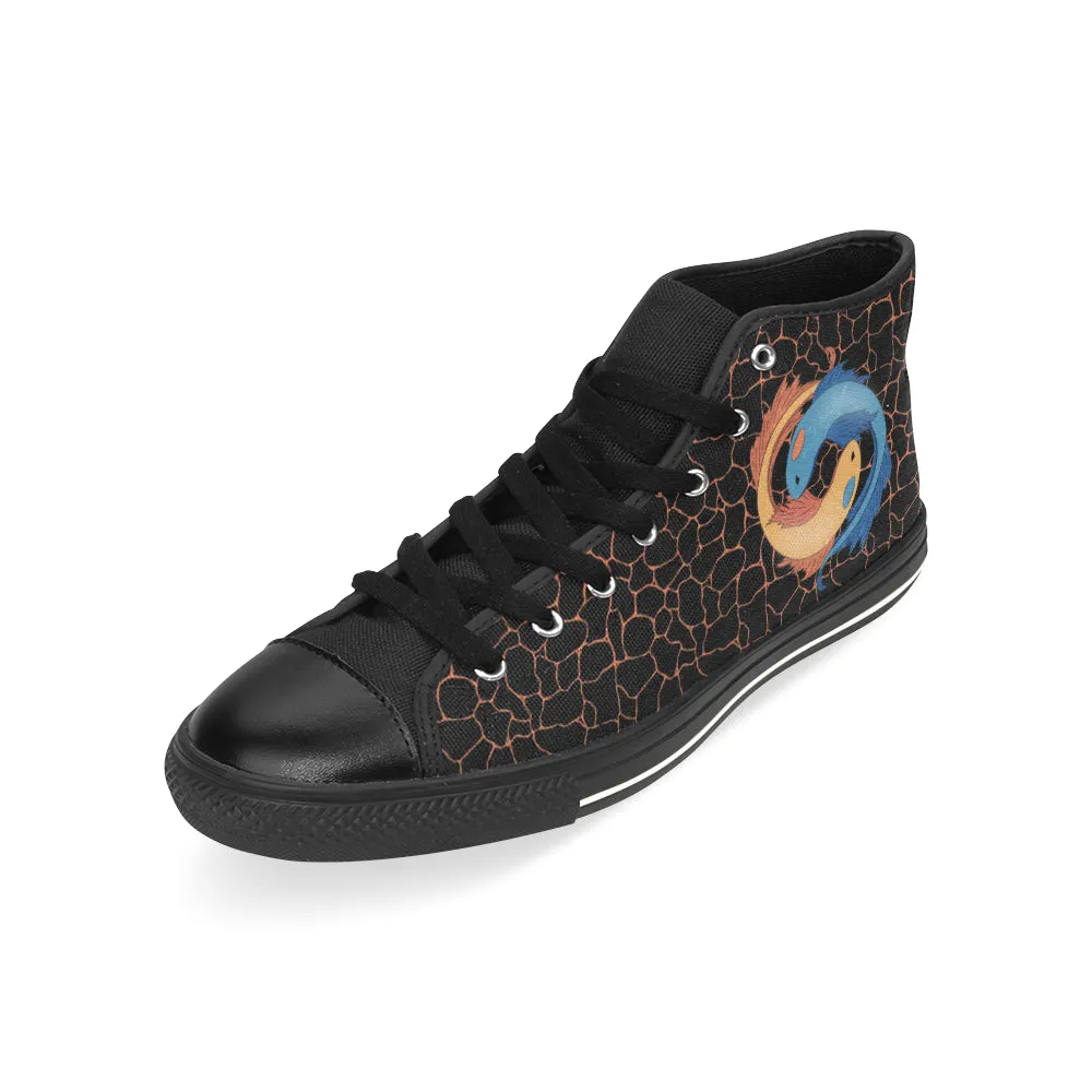 Kid's Pisces Black Zodiac Print Canvas High Top Shoes