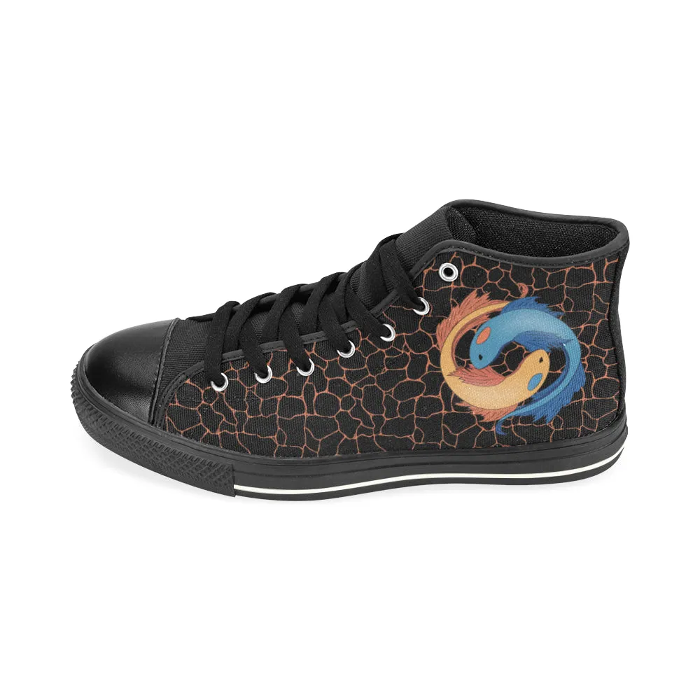 Kid's Pisces Black Zodiac Print Canvas High Top Shoes