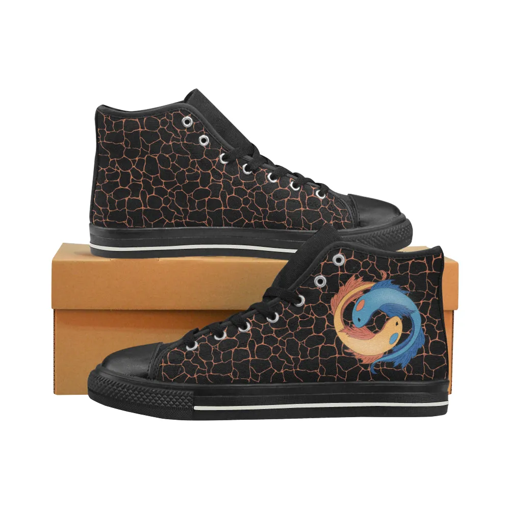 Kid's Pisces Black Zodiac Print Canvas High Top Shoes