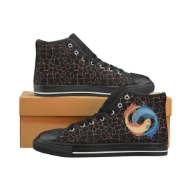 Kid's Pisces Black Zodiac Print Canvas High Top Shoes