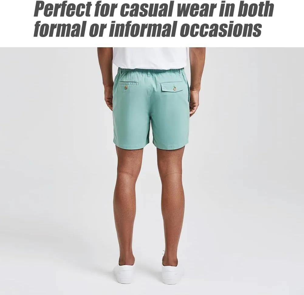 maamgic Men's Classic-fit 5.5" Cotton Casual Shorts Elastic Waistband with Multi-Pocket Daily Wear Walking Summer Outfit
