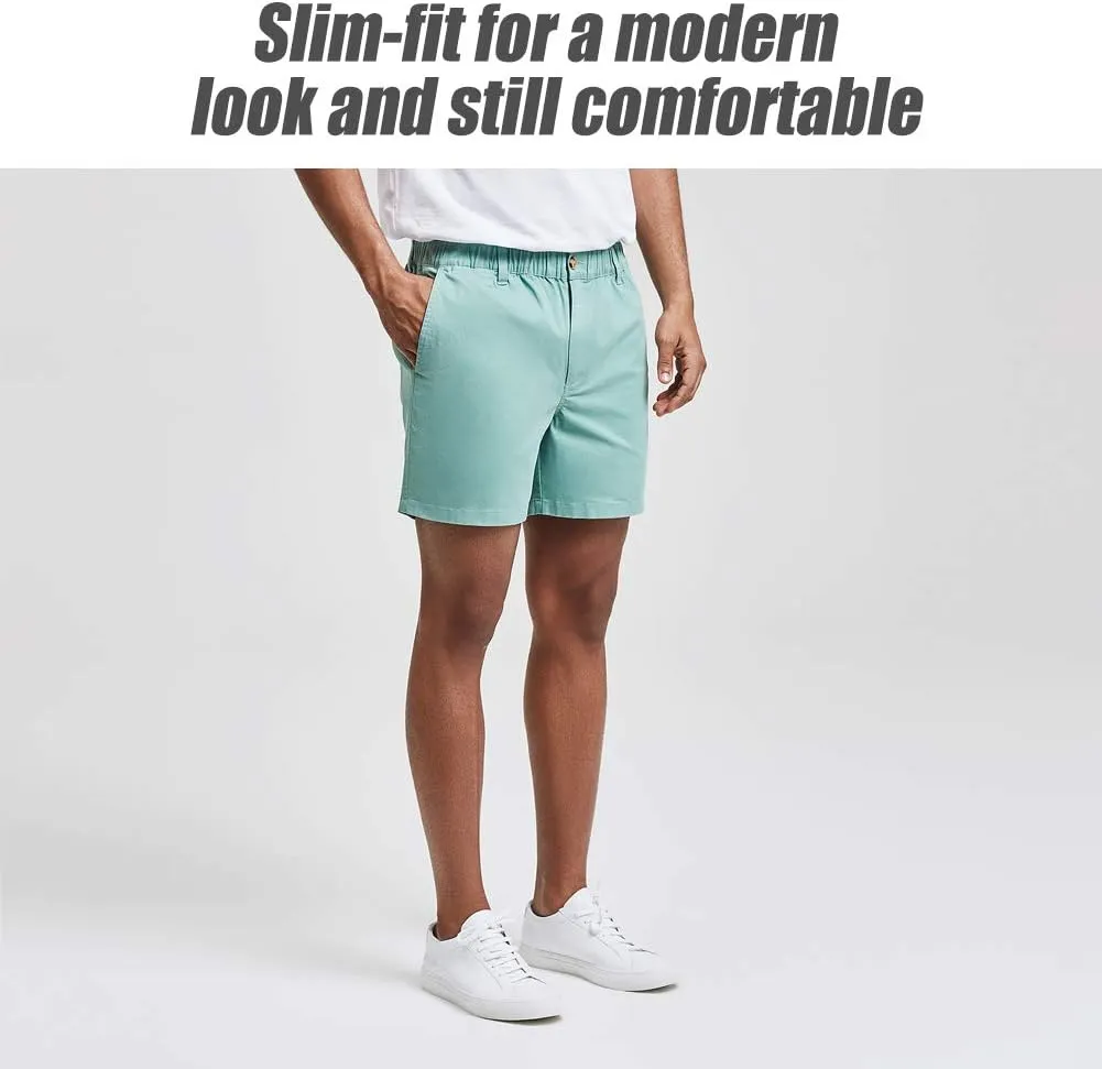 maamgic Men's Classic-fit 5.5" Cotton Casual Shorts Elastic Waistband with Multi-Pocket Daily Wear Walking Summer Outfit