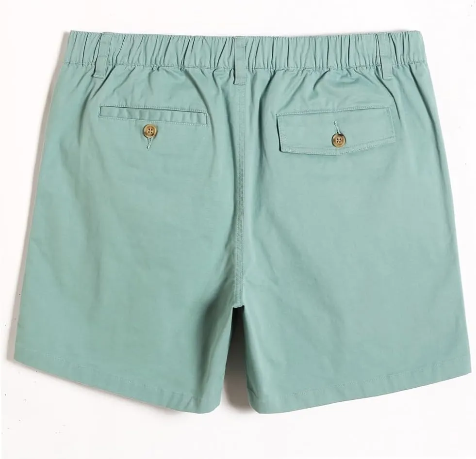 maamgic Men's Classic-fit 5.5" Cotton Casual Shorts Elastic Waistband with Multi-Pocket Daily Wear Walking Summer Outfit