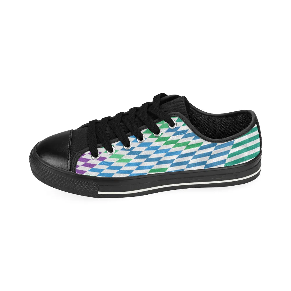 Men's Checker Print Low Top Canvas Shoes