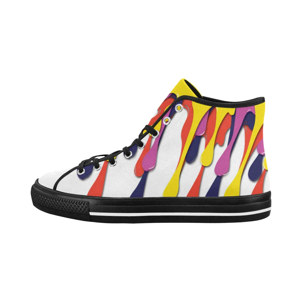 Men's Paint Splatter Print High Top Canvas Shoes