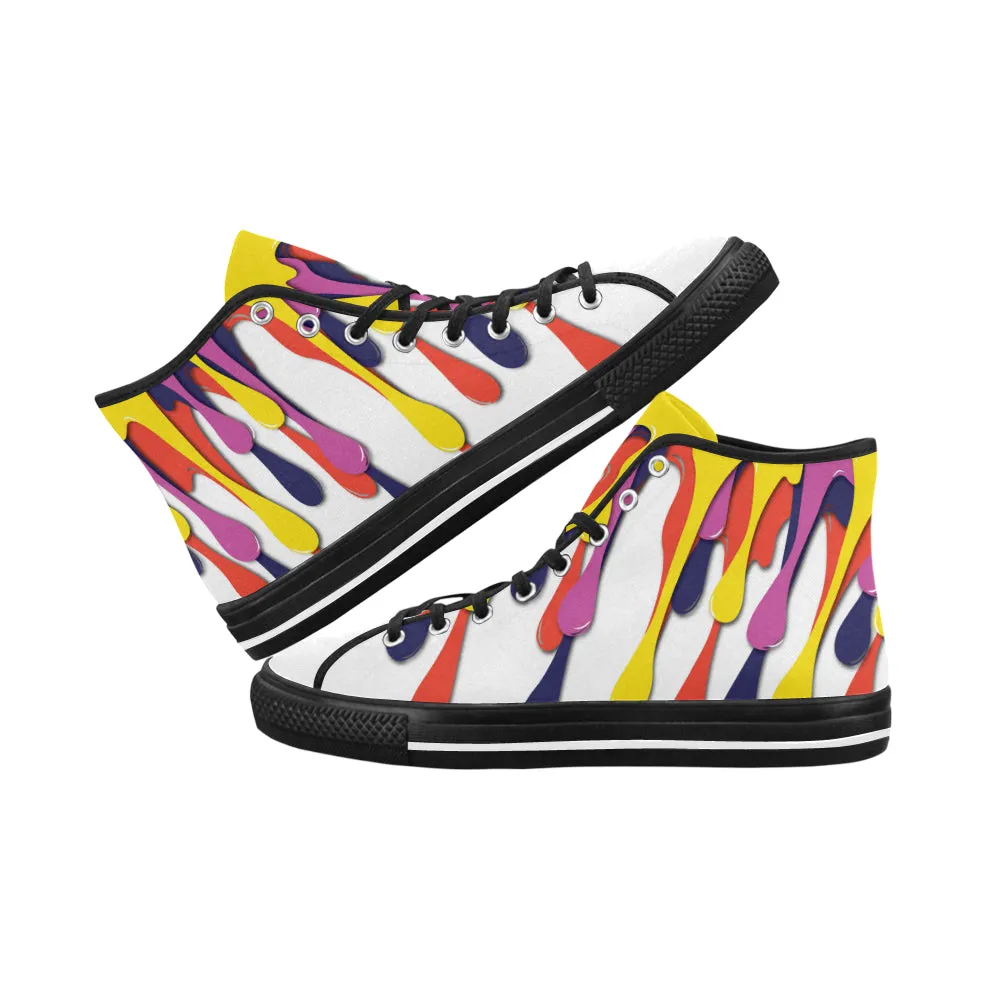 Men's Paint Splatter Print High Top Canvas Shoes