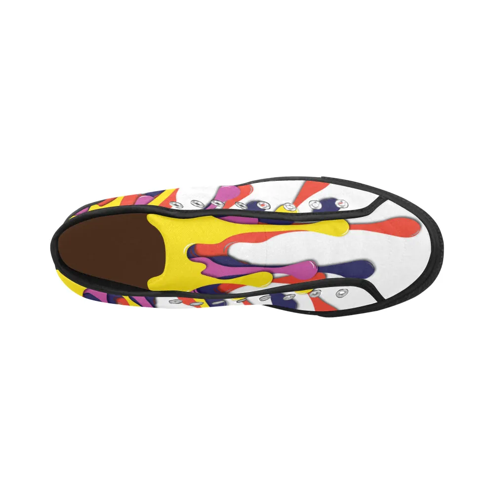 Men's Paint Splatter Print High Top Canvas Shoes