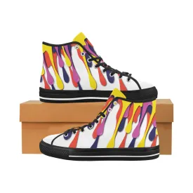 Men's Paint Splatter Print High Top Canvas Shoes