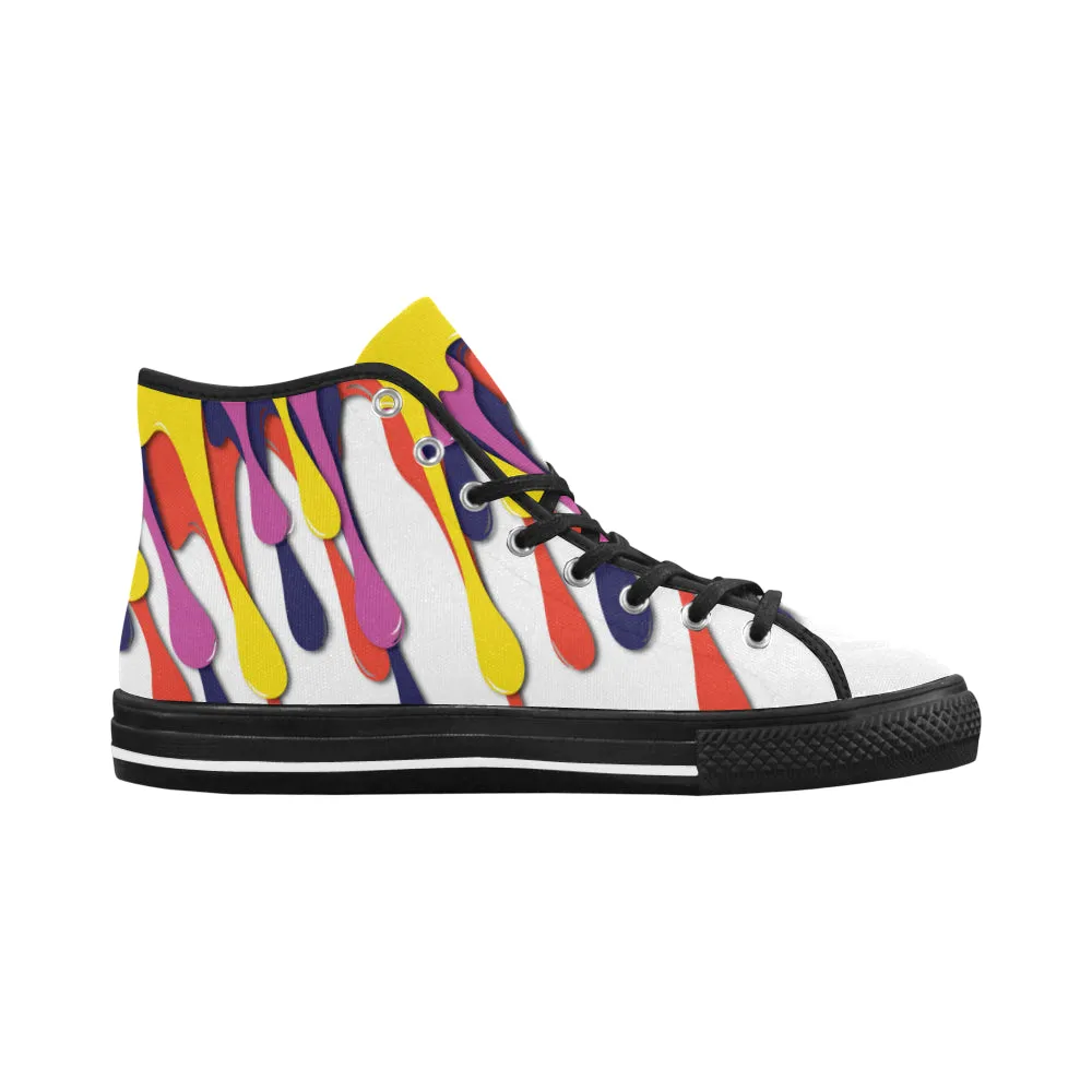 Men's Paint Splatter Print High Top Canvas Shoes