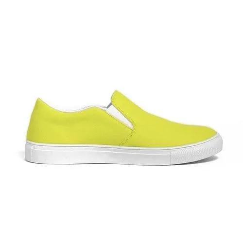 Mens Sneakers, Yellow Low Top Canvas Sports Shoes - O7z475